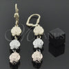 Oro Laminado Long Earring, Gold Filled Style Diamond Cutting Finish, Tricolor, 5.116.016
