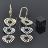 Oro Laminado Long Earring, Gold Filled Style Heart Design, Polished, Tricolor, 5.113.014