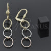 Oro Laminado Long Earring, Gold Filled Style Diamond Cutting Finish, Tricolor, 5.075.011