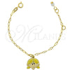 Oro Laminado Charm Bracelet, Gold Filled Style Little Girl and Little Girl Design, with White Crystal, Yellow Enamel Finish, Golden Finish, 03.16.0009 (6 Inches Length)