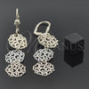 Oro Laminado Long Earring, Gold Filled Style Heart Design, Polished, Tricolor, 5.114.017