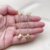 Oro Laminado Long Earring, Gold Filled Style Elephant Design, with White Crystal, Polished, Golden Finish, 5.074.014