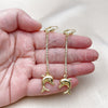 Oro Laminado Long Earring, Gold Filled Style Dolphin Design, with White Crystal, Polished, Golden Finish, 5.100.014