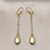 Oro Laminado Long Earring, Gold Filled Style with White Crystal, Polished, Golden Finish, 5.104.008