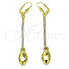 Oro Laminado Long Earring, Gold Filled Style with White Crystal, Polished, Golden Finish, 5.104.008