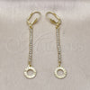 Oro Laminado Long Earring, Gold Filled Style with White Crystal, Diamond Cutting Finish, Golden Finish, 5.105.013
