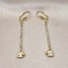 Oro Laminado Long Earring, Gold Filled Style Elephant Design, with White Crystal, Polished, Golden Finish, 5.108.001