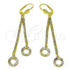 Oro Laminado Long Earring, Gold Filled Style with White Crystal, Diamond Cutting Finish, Golden Finish, 5.071.006