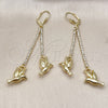 Oro Laminado Long Earring, Gold Filled Style Bird Design, with White Crystal, Polished, Golden Finish, 5.100.008