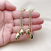 Oro Laminado Long Earring, Gold Filled Style with White Crystal, Polished, Golden Finish, 5.101.005