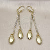 Oro Laminado Long Earring, Gold Filled Style with White Crystal, Polished, Golden Finish, 5.101.005