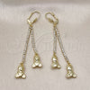 Oro Laminado Long Earring, Gold Filled Style Teddy Bear Design, with White Crystal, Polished, Golden Finish, 5.101.006