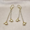 Oro Laminado Long Earring, Gold Filled Style Heart and Arrow Design, with White Crystal, Polished, Golden Finish, 5.098.010