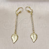 Oro Laminado Long Earring, Gold Filled Style Leaf Design, with White Crystal, Polished, Golden Finish, 5.089.013