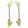 Oro Laminado Long Earring, Gold Filled Style Bird Design, with White Crystal, Polished, Golden Finish, 5.088.003