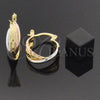 Oro Laminado Small Hoop, Gold Filled Style Twist Design, Diamond Cutting Finish, Tricolor, 02.142.0016