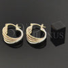 Oro Laminado Medium Hoop, Gold Filled Style Twist Design, Diamond Cutting Finish, Tricolor, 5.156.028