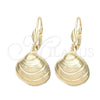 Oro Laminado Dangle Earring, Gold Filled Style Shell Design, Polished, Golden Finish, 5.068.019