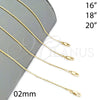 Oro Laminado Basic Necklace, Gold Filled Style Long Box Design, Polished, Golden Finish, 5.223.030.18 (02 MM Thickness, 18 Inches Length)
