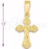 Oro Laminado Religious Pendant, Gold Filled Style Crucifix Design, Polished, Golden Finish, 5.192.028