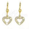 Oro Laminado Dangle Earring, Gold Filled Style Heart Design, Polished, Golden Finish, 5.082.008