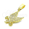 Oro Laminado Fancy Pendant, Gold Filled Style Eagle Design, Diamond Cutting Finish, Golden Finish, 5.182.010