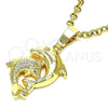 Oro Laminado Fancy Pendant, Gold Filled Style Dolphin Design, Polished, Golden Finish, 5.183.009