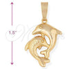 Oro Laminado Fancy Pendant, Gold Filled Style Dolphin Design, Polished, Golden Finish, 5.183.009