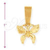Oro Laminado Fancy Pendant, Gold Filled Style Butterfly Design, Diamond Cutting Finish, Golden Finish, 5.183.049