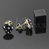 Oro Laminado Stud Earring, Gold Filled Style Strawberry Design, Black Enamel Finish, Golden Finish, 5.126.093 *PROMO*