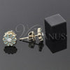 Oro Laminado Stud Earring, Gold Filled Style Flower Design, with White Crystal, Turquoise Enamel Finish, Golden Finish, 02.64.0221 *PROMO*