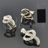 Oro Laminado Earring and Pendant Adult Set, Gold Filled Style with White Crystal, Polished, Golden Finish, 5.041.008
