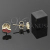 Oro Laminado Stud Earring, Gold Filled Style Heart Design, Orange Enamel Finish, Golden Finish, 02.64.0324 *PROMO*