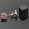 Oro Laminado Stud Earring, Gold Filled Style Flower Design, Orange Enamel Finish, Golden Finish, 02.64.0338 *PROMO*