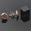 Oro Laminado Stud Earring, Gold Filled Style Flower Design, Red Enamel Finish, Golden Finish, 02.64.0340 *PROMO*