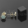 Oro Laminado Stud Earring, Gold Filled Style Flower Design, Turquoise Enamel Finish, Golden Finish, 02.64.0361 *PROMO*