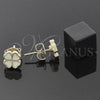 Oro Laminado Stud Earring, Gold Filled Style Flower Design, White Enamel Finish, Golden Finish, 02.64.0381 *PROMO*