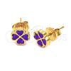 Oro Laminado Stud Earring, Gold Filled Style Flower Design, Enamel Finish, Golden Finish, 02.64.0384 *PROMO*