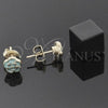 Oro Laminado Stud Earring, Gold Filled Style Flower Design, Acqua Enamel Finish, Golden Finish, 02.64.0397 *PROMO*