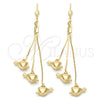 Oro Laminado Long Earring, Gold Filled Style Heart Design, Polished, Golden Finish, 5.112.005
