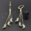 Oro Laminado Long Earring, Gold Filled Style Moon Design, Polished, Golden Finish, 02.63.2267