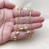 Oro Laminado Long Earring, Gold Filled Style Heart Design, Polished, Golden Finish, 5.097.002
