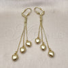 Oro Laminado Long Earring, Gold Filled Style Heart Design, Polished, Golden Finish, 5.097.002