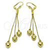Oro Laminado Long Earring, Gold Filled Style Heart Design, Polished, Golden Finish, 5.097.002