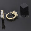 Oro Laminado Huggie Hoop, Gold Filled Style with White Cubic Zirconia, Polished, Golden Finish, 5.131.032