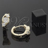 Oro Laminado Huggie Hoop, Gold Filled Style with White Cubic Zirconia, Polished, Golden Finish, 5.132.022