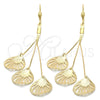 Oro Laminado Long Earring, Gold Filled Style Leaf Design, Polished, Golden Finish, 5.112.011