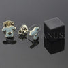 Oro Laminado Stud Earring, Gold Filled Style Heart Design, Blue Enamel Finish, Golden Finish, 5.126.009 *PROMO*