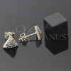 Oro Laminado Stud Earring, Gold Filled Style with White Crystal, Polished, Golden Finish, 5.127.013 *PROMO*