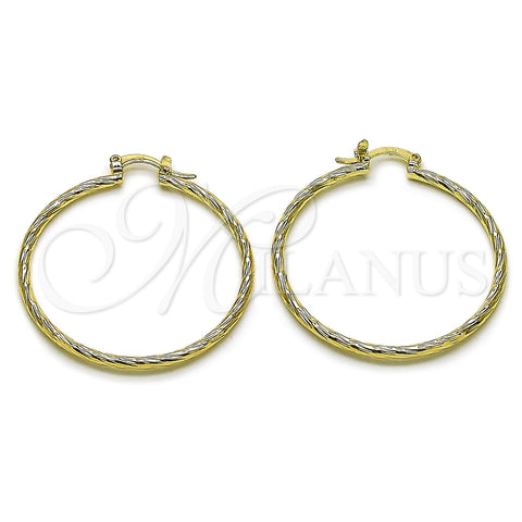 Oro Laminado Medium Hoop, Gold Filled Style Brushed Finish, Golden Finish, 5.136.028.40